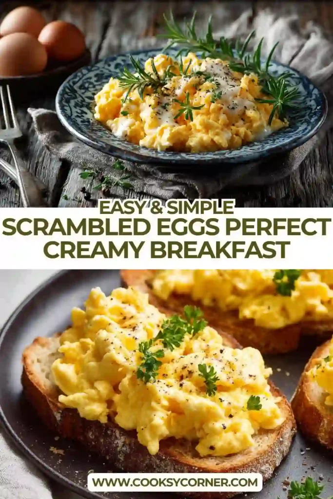 Close-up of soft scrambled eggs with rich buttery texture on crispy toasted bread.
