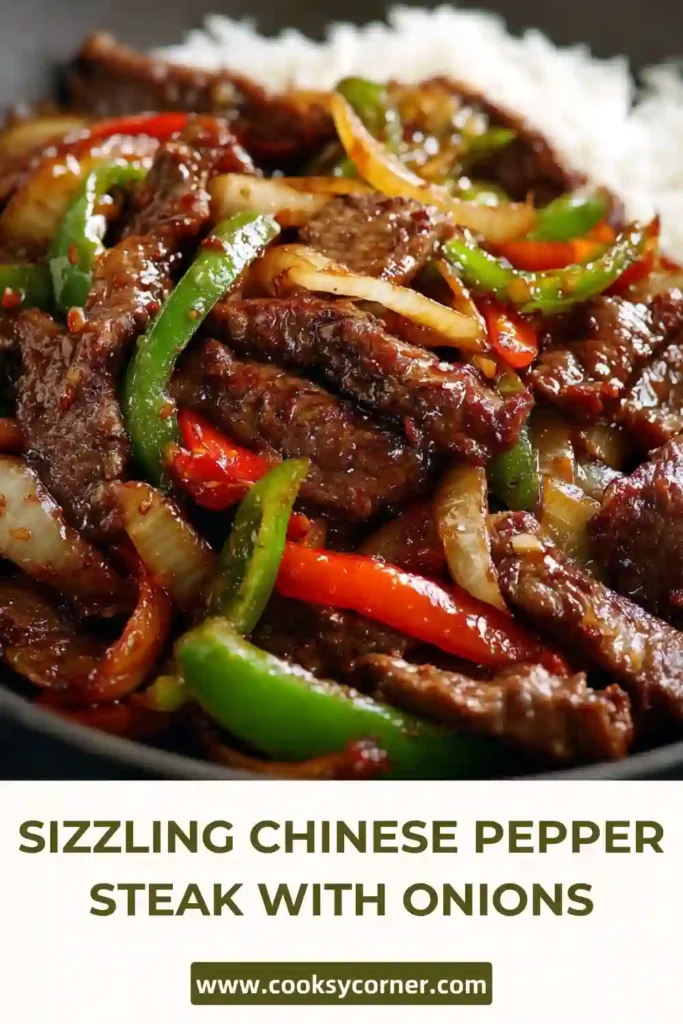 Chinese pepper steak with caramelized onions and savory glaze.