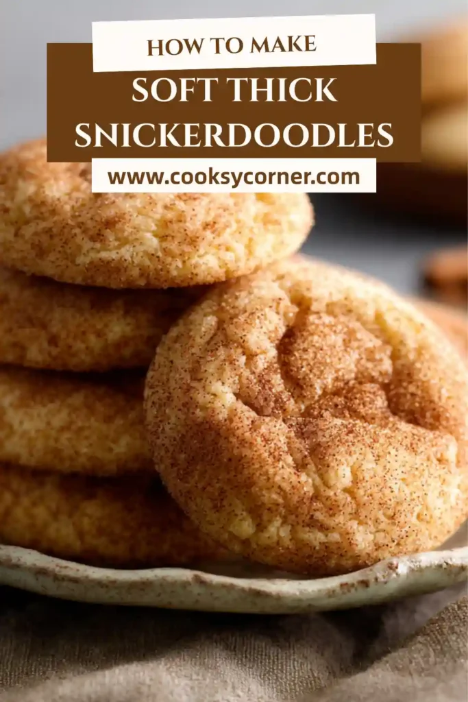 Homemade snickerdoodle cookies showing soft centers and golden edges.