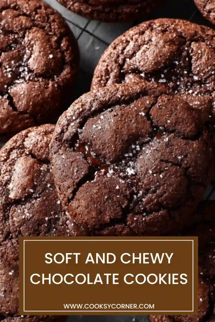 Stack of homemade chocolate cookies with deep cocoa flavor and chewy texture.