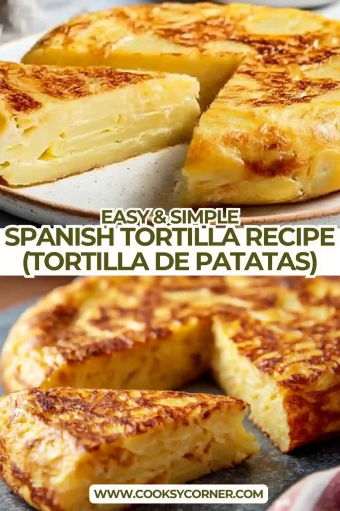 Homemade Spanish tortilla recipe served warm with a rustic presentation.