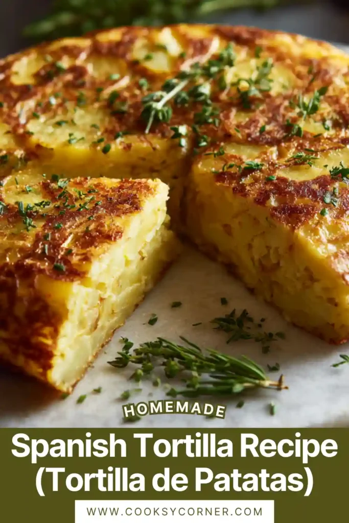 Traditional tortilla de patatas cooked in a skillet with crispy edges and tender center.