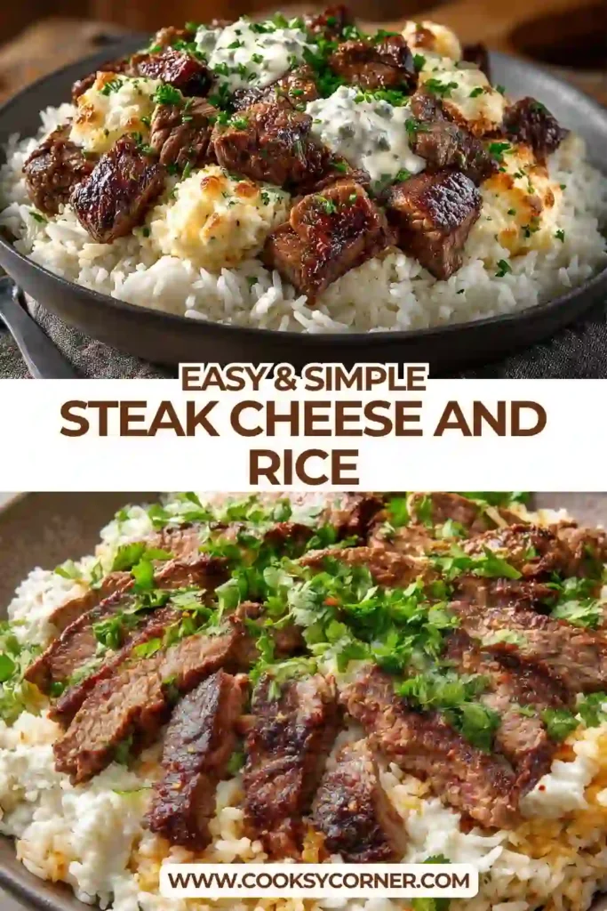 A serving of steak cheese and rice in a bowl with cilantro garnish and soft tortillas on the side. The dish looks vibrant and flavorful.
