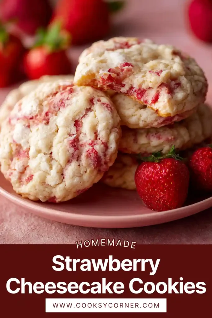 Soft cookies stuffed with cream cheese and strawberry jam.