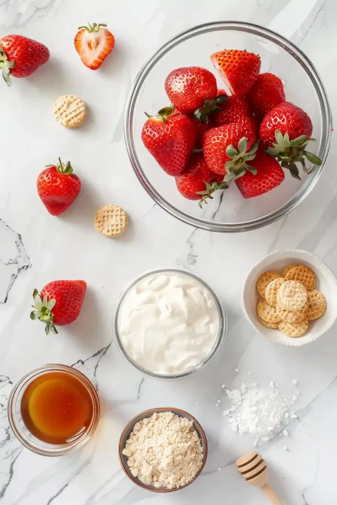 Frozen strawberry dessert pops with creamy texture and biscuit crumbs on top.