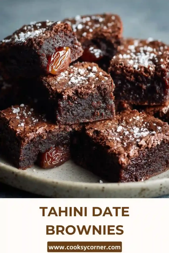 Gluten-free brownies with tahini and almond flour on a serving plate.