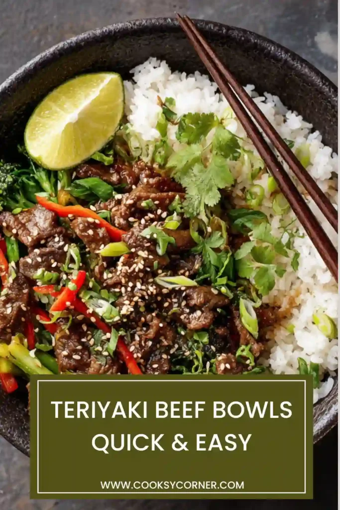 Healthy teriyaki beef bowl with vibrant vegetables and perfectly cooked rice.