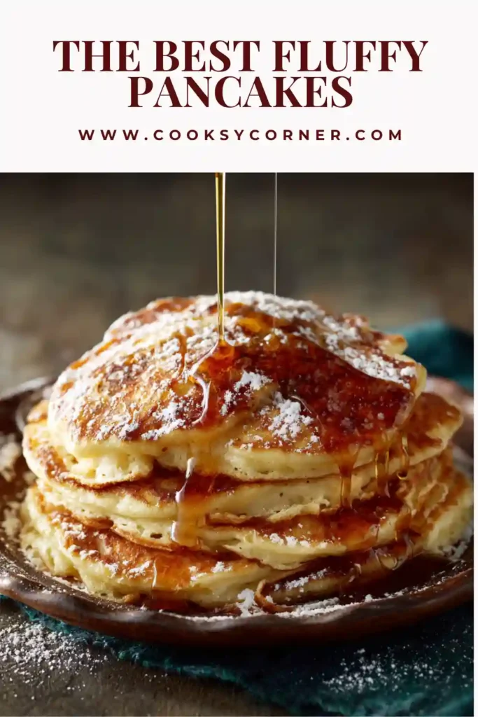 A stack of fluffy pancakes served warm with syrup and butter, showing a soft and airy texture perfect for breakfast.