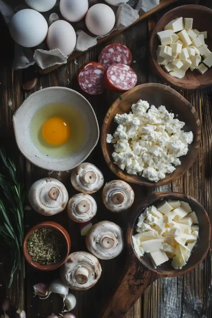 Oven-baked mushrooms stuffed with cheese and herbs, served warm on a plate. Rich and flavorful appetizer.