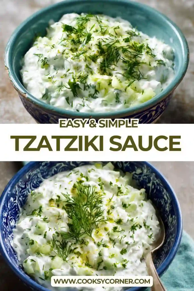 Greek yogurt cucumber dip with herbs and smooth texture.