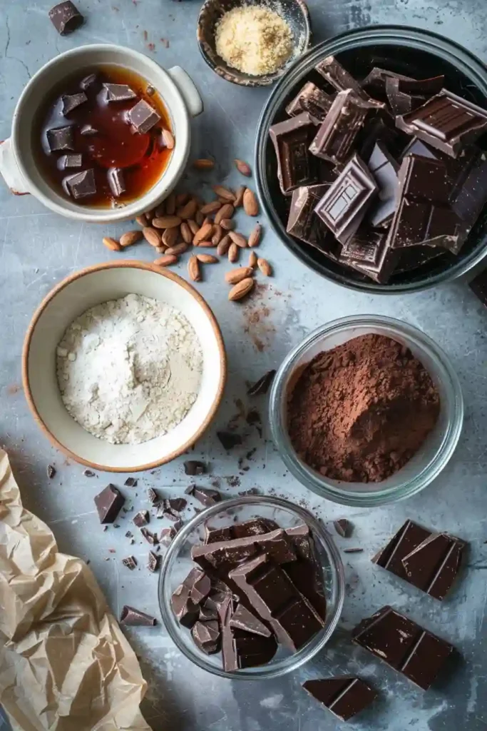 Stack of vegan brownies with dense texture and chocolate pieces, perfect for a healthy plant-based dessert.