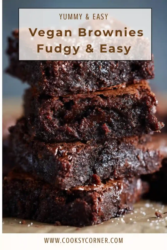 Close-up of vegan brownies showing soft, gooey center and melted chocolate chunks. Ideal eggless chocolate treat.