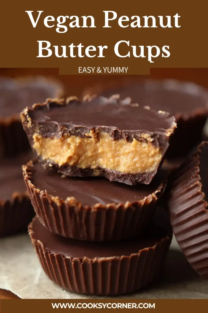 Homemade dairy-free peanut butter cups cut open to show rich and creamy texture inside.