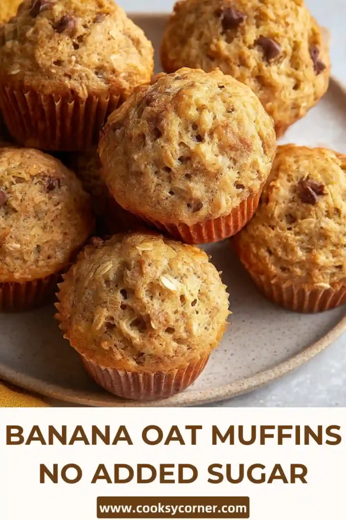 Freshly baked banana oat muffins cooling on a rack, golden brown and wholesome.