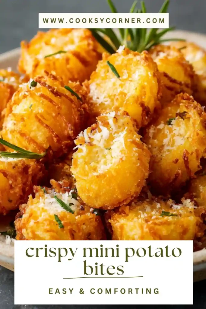 Crispy mini potato bites roasted until golden brown, served with garlic mayo dip on the side. The potatoes have a crunchy exterior and fluffy interior.