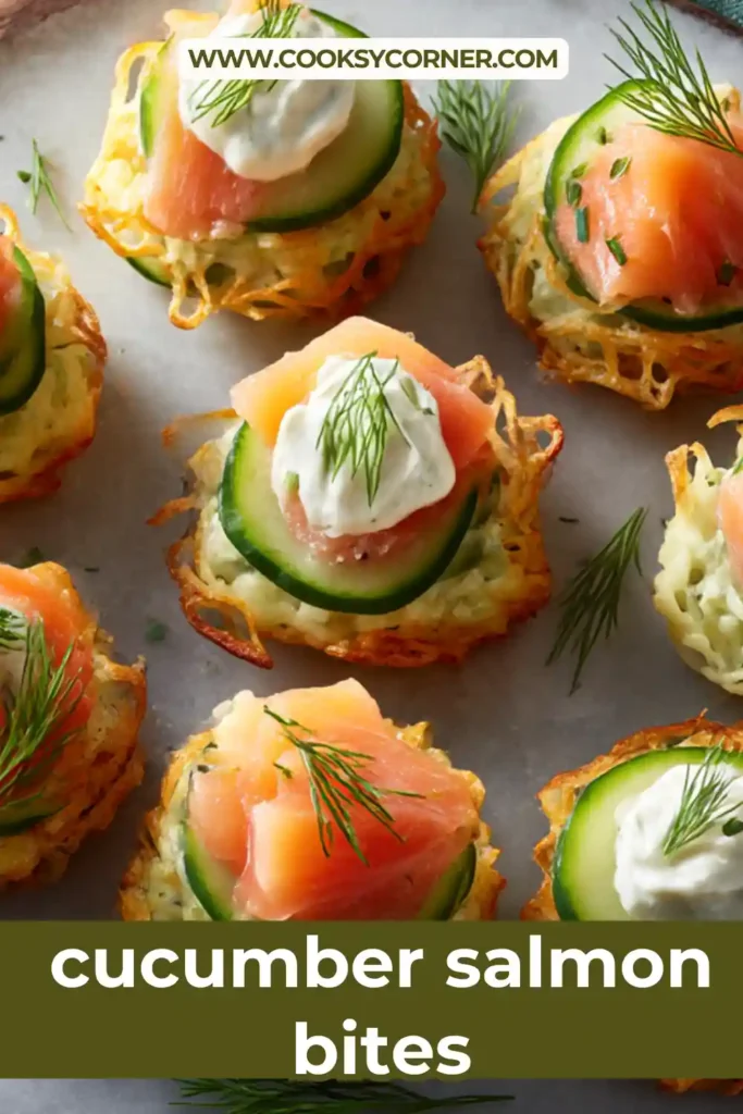 Healthy cucumber bites with creamy cheese and smoked salmon pieces.