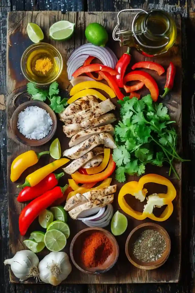 Juicy chicken strips cooked with peppers and onions in a flavorful fajita skillet.