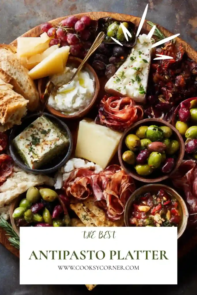 A rustic antipasto platter recipe with marinated gigante beans, artichoke hearts, roasted peppers, and assorted cheeses. This no-cook Italian appetizer is ideal for sharing with family and friends.