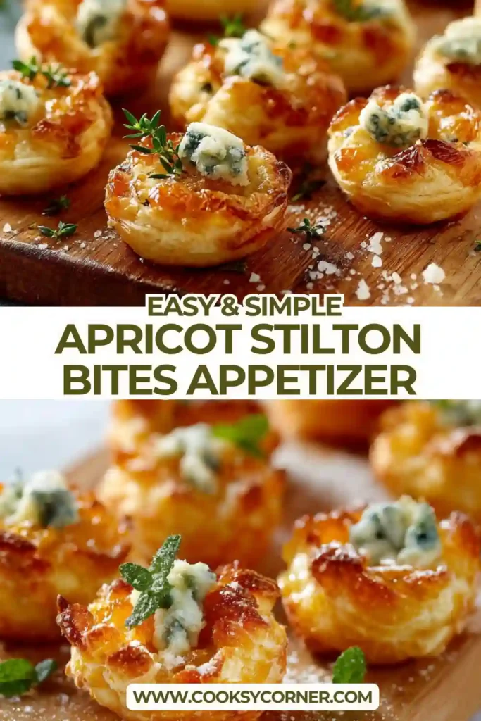 Close-up of dried apricots filled with blue Stilton cheese and sprinkled with pistachios. A quick no-cook appetizer idea.