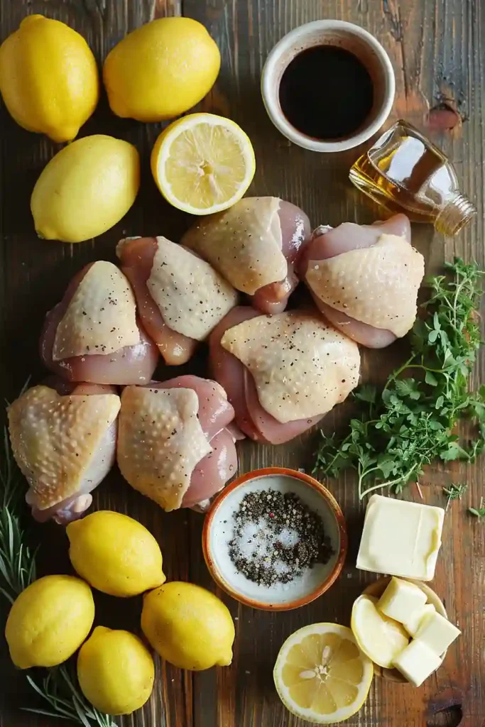Skillet roasted Balsamic Lemon Chicken served with lemon wedges and pan drippings. Crispy skin and citrus glaze make this an irresistible family meal.