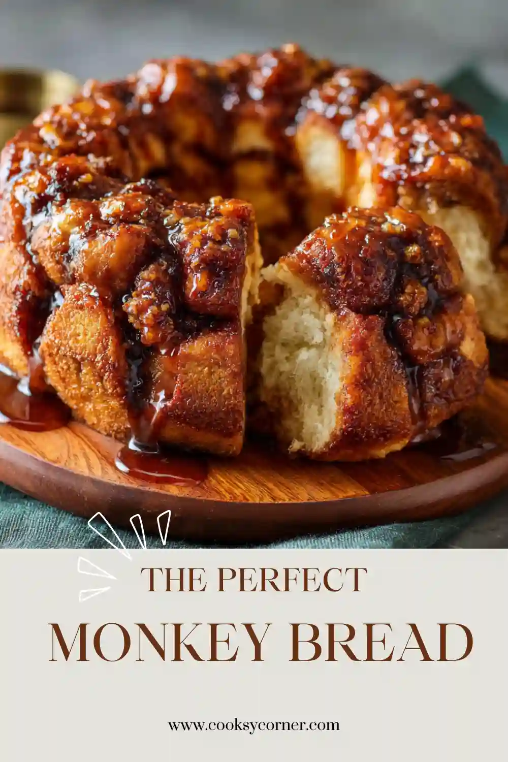 Homemade Best Monkey Bread with sticky caramel coating and cinnamon sugar layers ready to serve for brunch or dessert. The bread has a rich golden crust and tender center.
