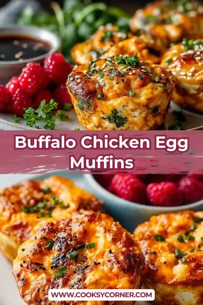 Close-up view of Buffalo Chicken Egg Muffins showing fluffy eggs, spinach, and diced vegetables. These healthy breakfast muffins are perfect for busy mornings.