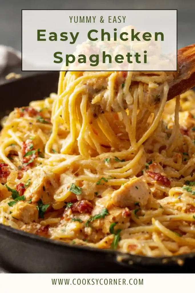 Cheesy Chicken Spaghetti served warm with creamy sauce, tender chicken pieces, and spaghetti noodles. A classic family-friendly casserole recipe.