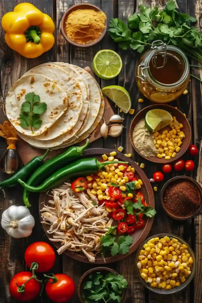 Mexican tortilla soup with shredded chicken, corn, and fire-roasted tomatoes garnished with crispy tortillas and fresh lime. A warm and hearty soup recipe perfect for family dinners.