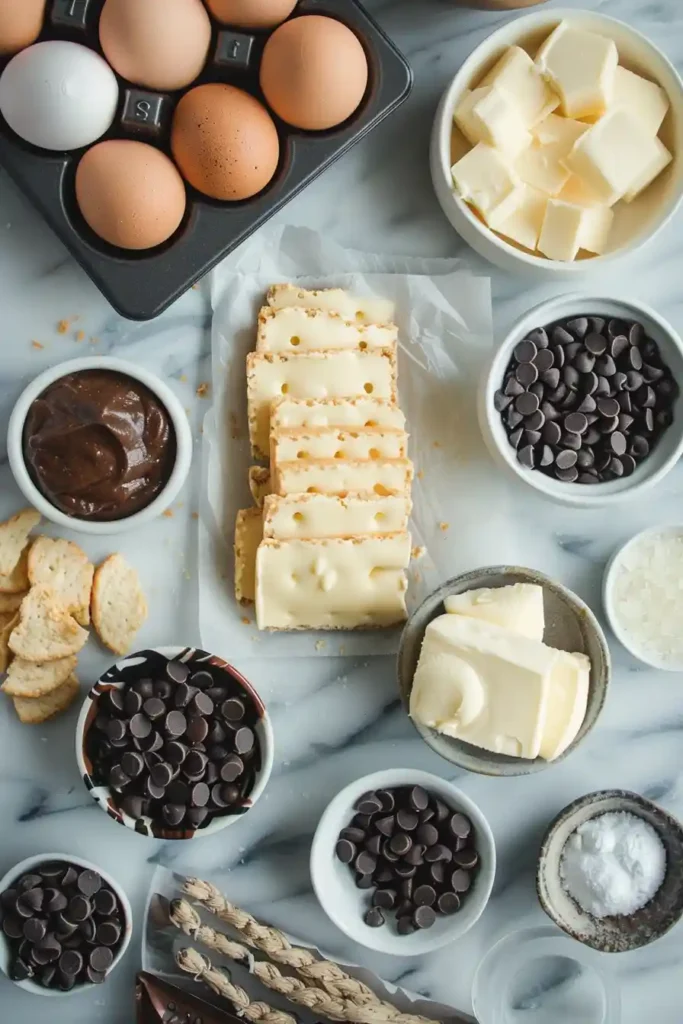 Homemade Chocolate Chip Cheesecake Bars cooling on parchment-lined baking pan with creamy filling and crunchy cookie crust. Easy cheesecake dessert recipe.