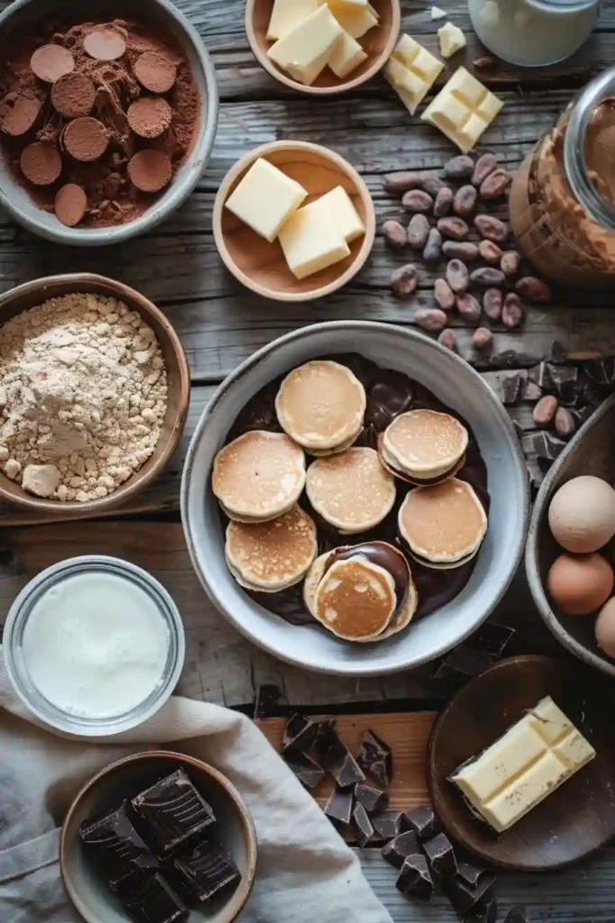 Homemade Chocolate Stuffed Mini Pancake Bites with warm melted chocolate centers. Perfect sweet pancake bites for breakfast, brunch, or dessert.