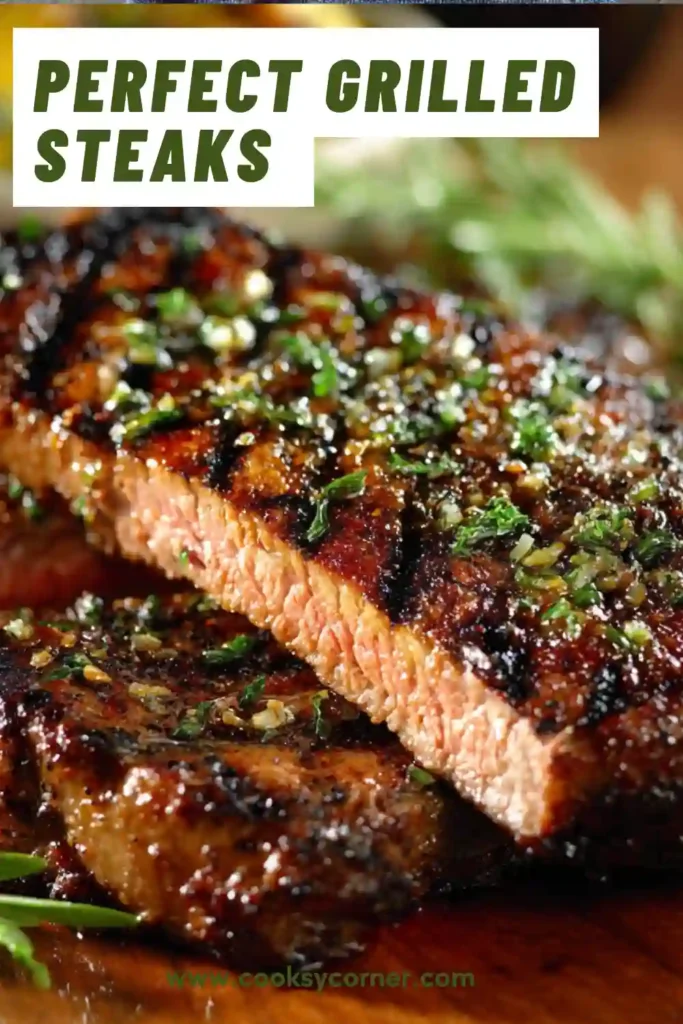 Juicy grilled steak served fresh from the barbecue with a flavorful crust. The steak is expertly cooked using a two-zone grilling method.