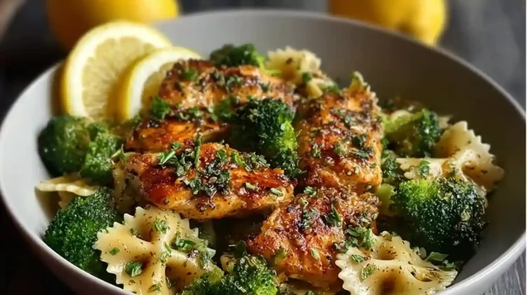 Cowboy Butter Lemon Bowtie Chicken with Broccoli