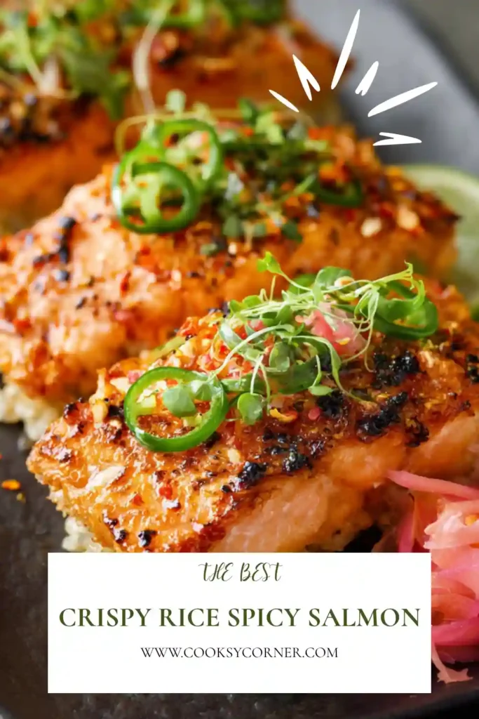 Homemade Crispy Rice Spicy Salmon featuring crunchy fried rice cakes topped with creamy spicy salmon and avocado. This restaurant-style appetizer is perfect for parties and sushi nights.