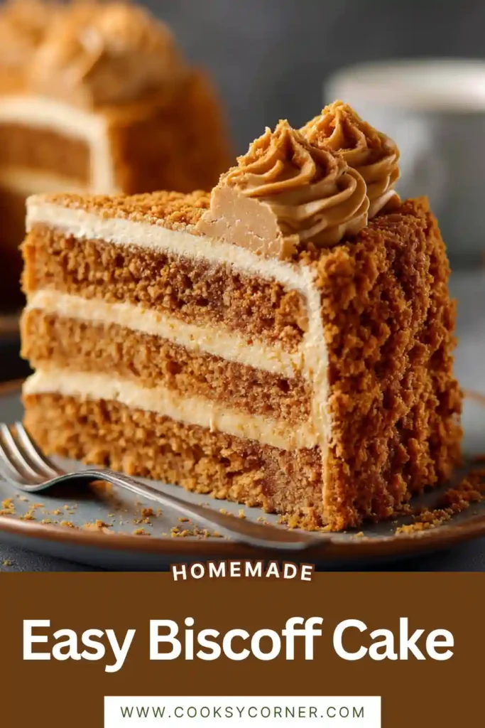 Homemade Biscoff Cake with fluffy vanilla sponge, rich Biscoff buttercream, and crunchy cookie crumbs on top. This cookie butter cake is perfect for birthdays and celebrations.