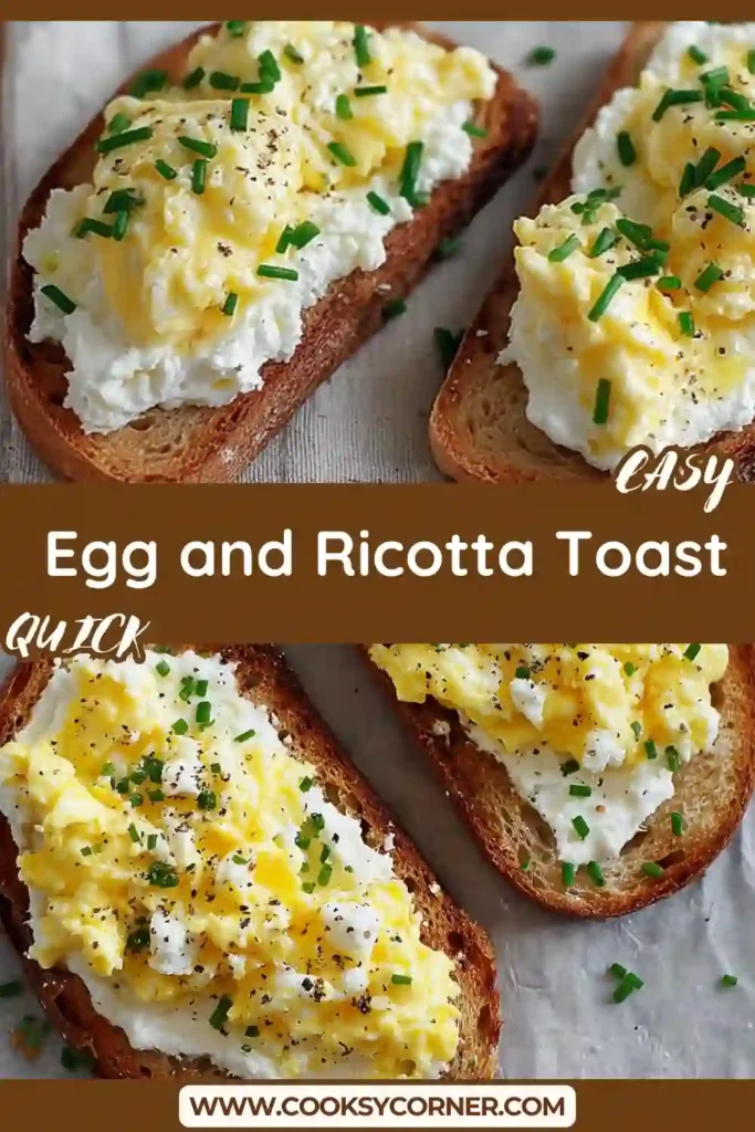 Creamy scrambled eggs mixed with ricotta cheese served on toasted sourdough bread with fresh chives. This easy egg and ricotta toast makes a quick and comforting breakfast.