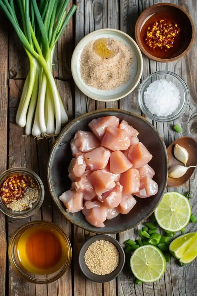A plated honey garlic chicken dish with rice, lime wedges, and toppings, highlighting a balanced and vibrant meal.