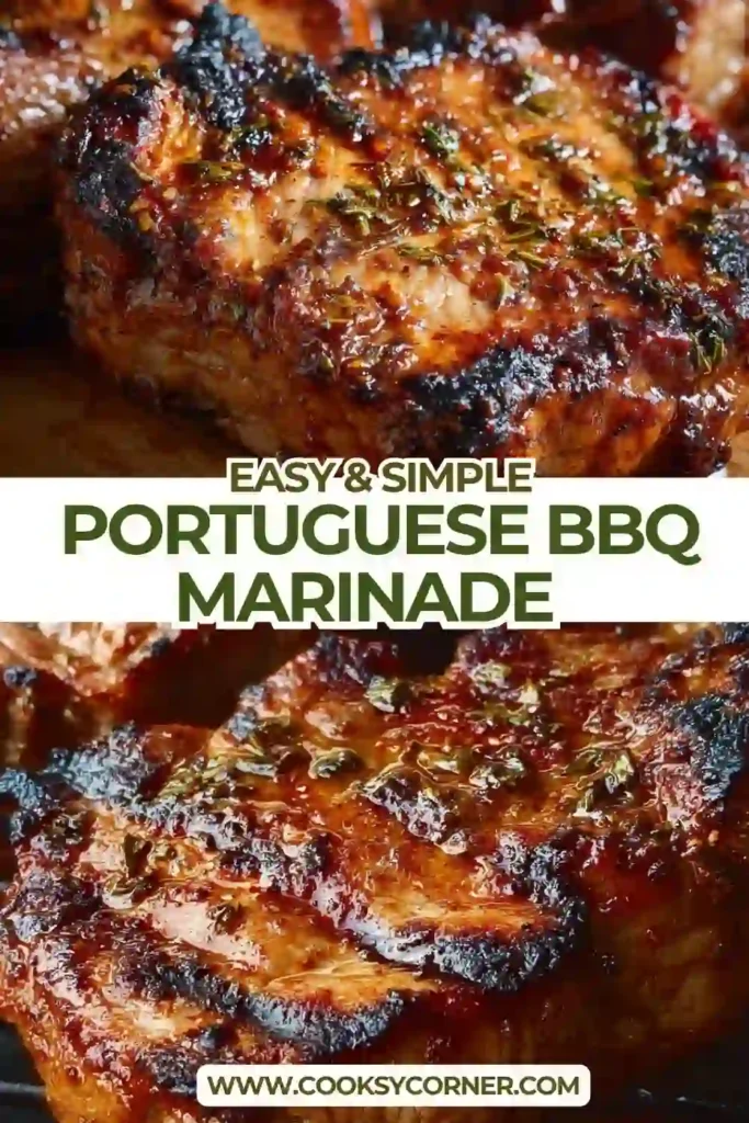 Marinated chicken sizzling on a barbecue grill brushed with Portuguese marinade made from garlic, paprika, and olive oil.