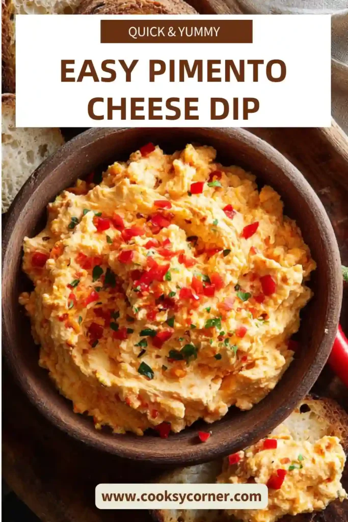 Creamy homemade pimento cheese spread made with sharp cheddar cheese, cream cheese, and diced pimentos in a serving bowl. This Southern pimento cheese recipe is perfect for crackers and sandwiches.