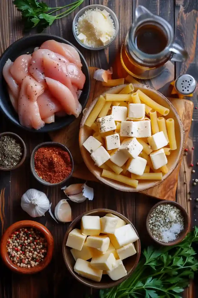 Rich and creamy Garlic Butter Chicken with Rigatoni and Parmesan served warm with parsley garnish. A hearty chicken rigatoni recipe for cozy family dinners.