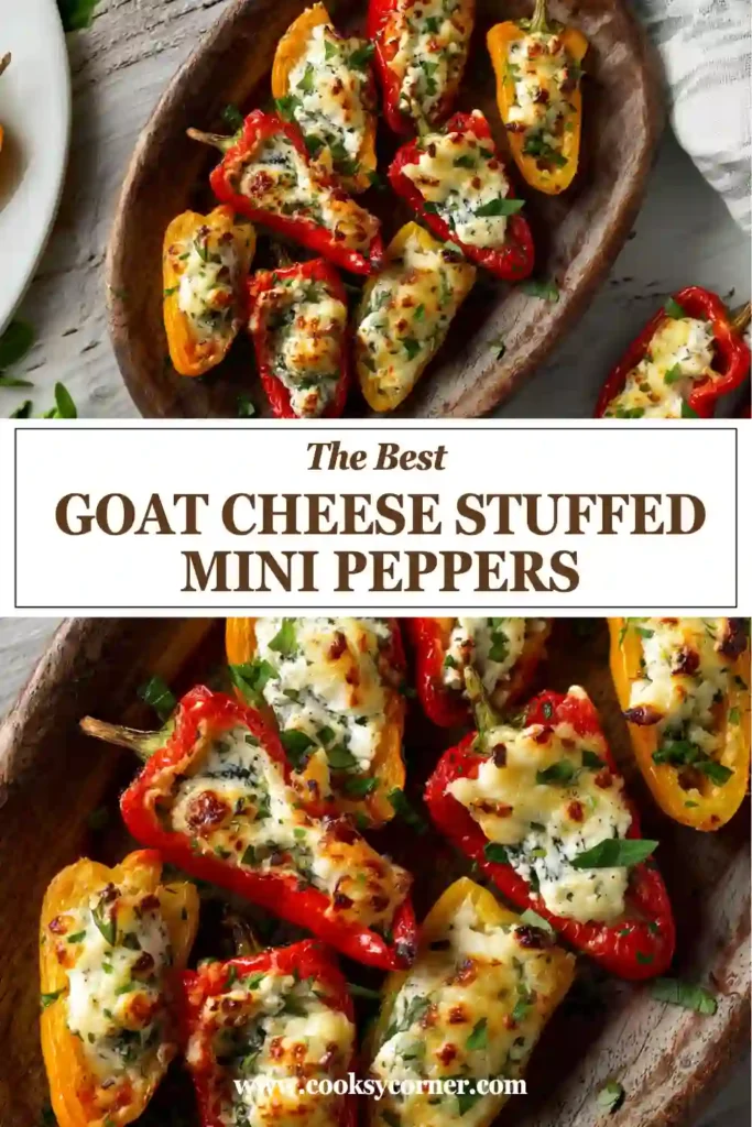 Sweet roasted mini peppers filled with creamy goat cheese and topped with balsamic glaze. A simple and elegant appetizer recipe perfect for entertaining.