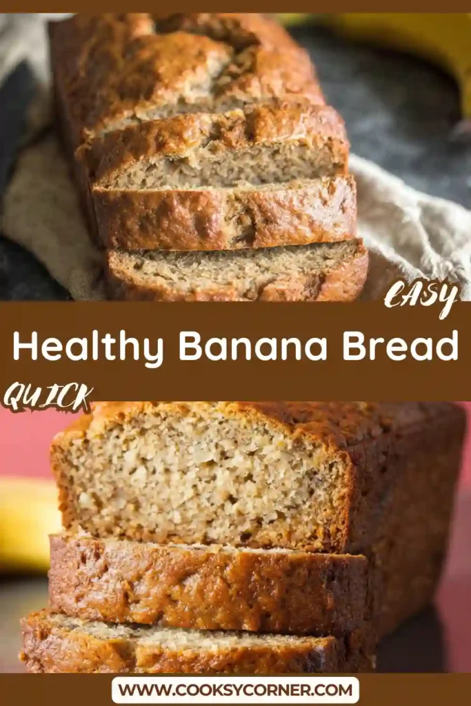 Soft and fluffy Healthy Banana Bread loaf made with ripe bananas and cinnamon. The easy banana bread recipe has a tender crumb and warm homemade flavor.