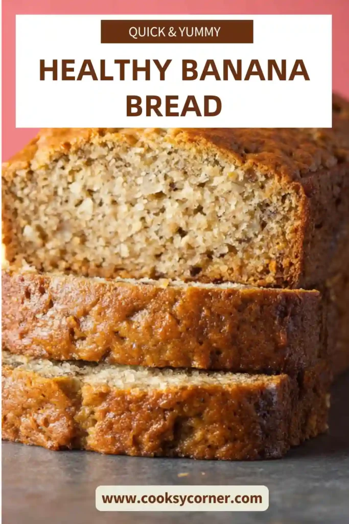 Healthy Banana Bread served in thick slices beside fresh bananas and coffee. This moist banana loaf is ideal for quick breakfasts and family snacks.