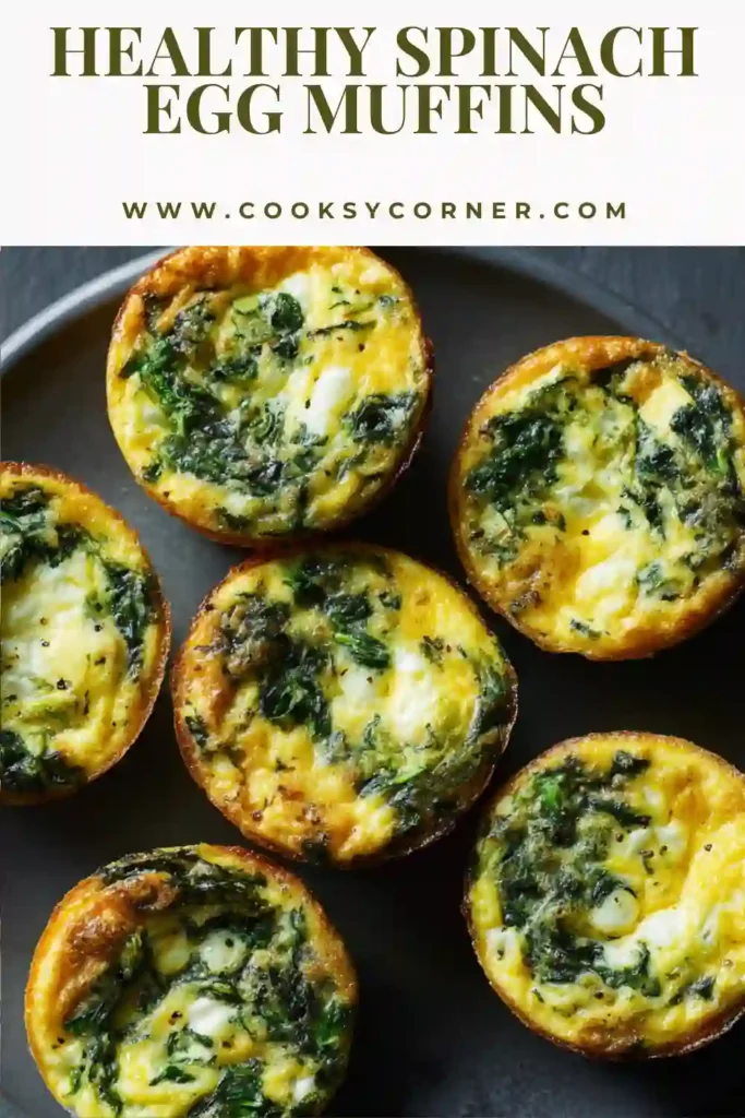 Freshly baked Spinach Egg Muffins made with spinach, eggs, and feta cheese in a muffin tin. These healthy egg muffins are perfect for breakfast meal prep.