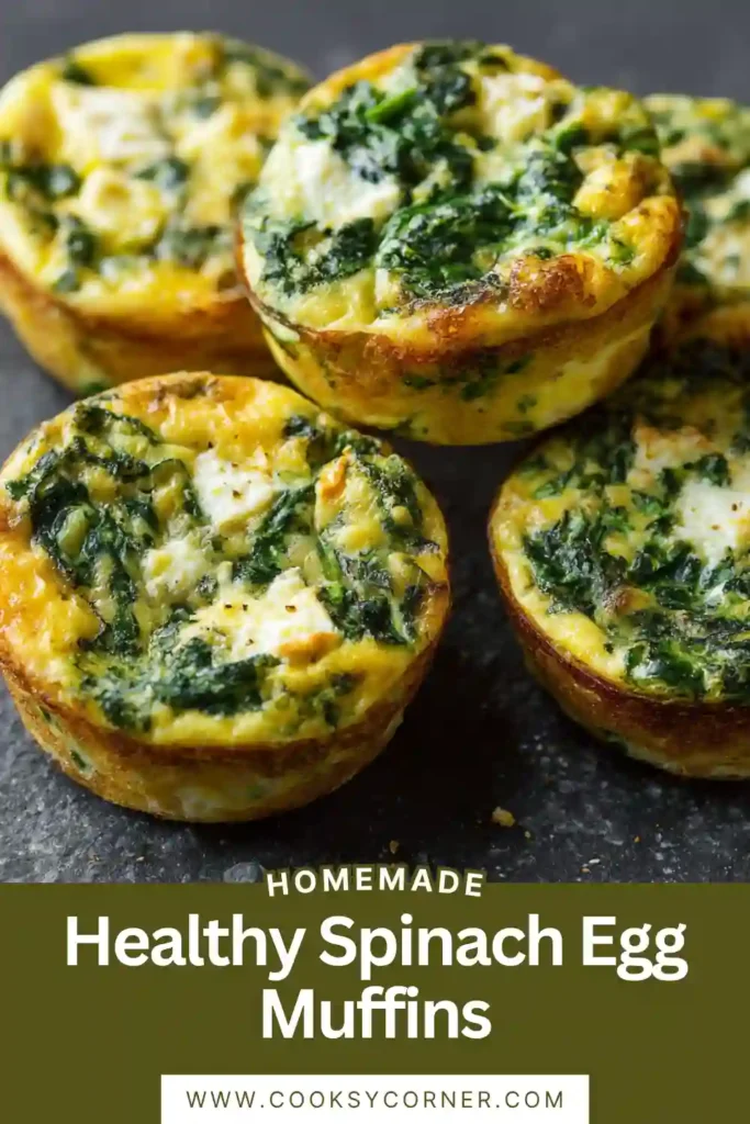 Golden Spinach Egg Muffins topped with feta cheese and served as a protein-packed breakfast. A simple low-carb breakfast recipe for busy mornings.