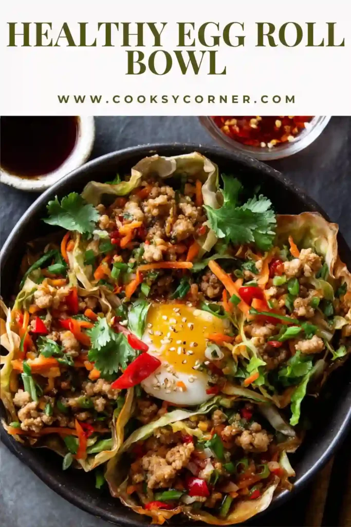 One-pan Egg Roll In A Bowl recipe made with lean ground turkey, crunchy slaw mix, and green onions. A quick and easy healthy dinner option for busy weeknights.