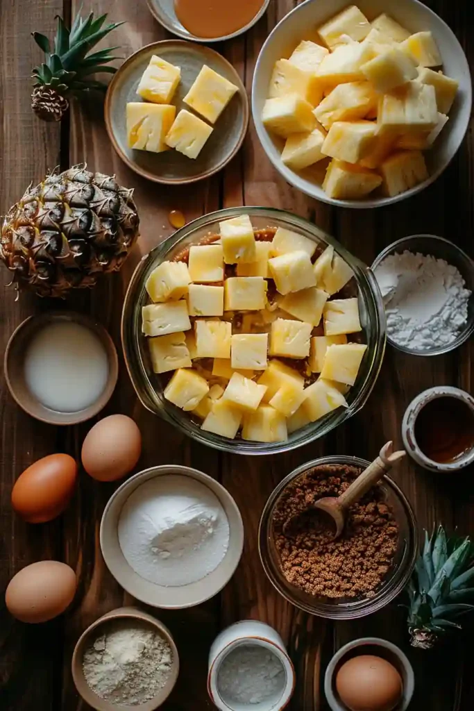 Homemade Mini Pineapple Upside Down Cheesecakes with caramel sauce and graham cracker crust. This tropical cheesecake dessert is perfect for parties and holidays.