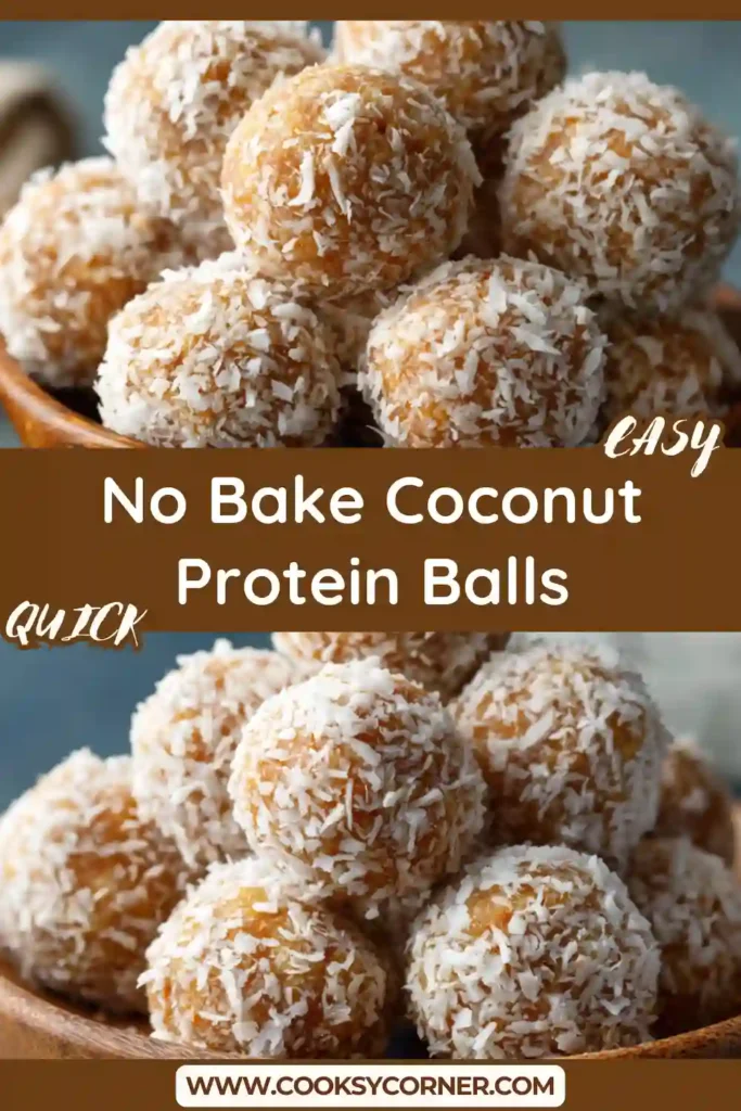 Homemade coconut protein balls arranged on a serving plate with shredded coconut coating and rich chocolate flavor. These no bake energy bites are perfect for healthy snacking and meal prep.