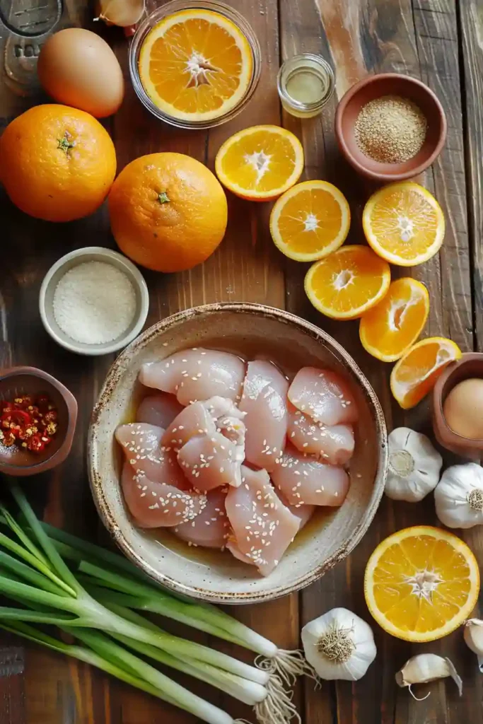 Better-than-takeout orange chicken made with crispy fried chicken and homemade orange sauce served in a white bowl.