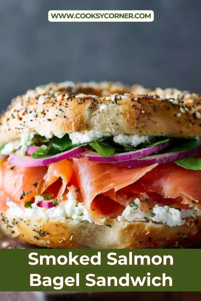 Toasted bagel filled with smoked salmon, cucumber slices, tomatoes, and garlic dill cream cheese.