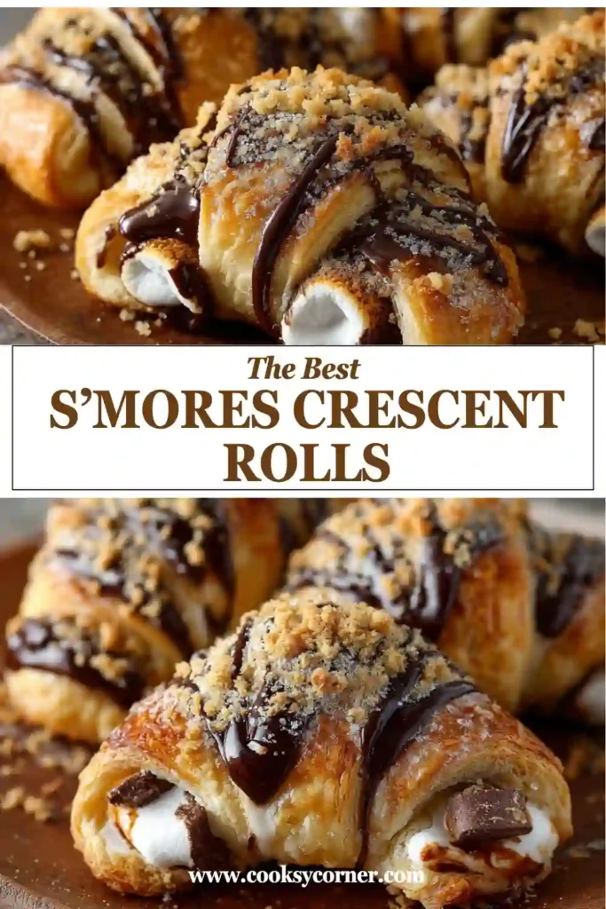 Golden brown crescent rolls stuffed with gooey marshmallows and rich chocolate filling. This easy baked s’mores dessert is warm, sweet, and irresistible.